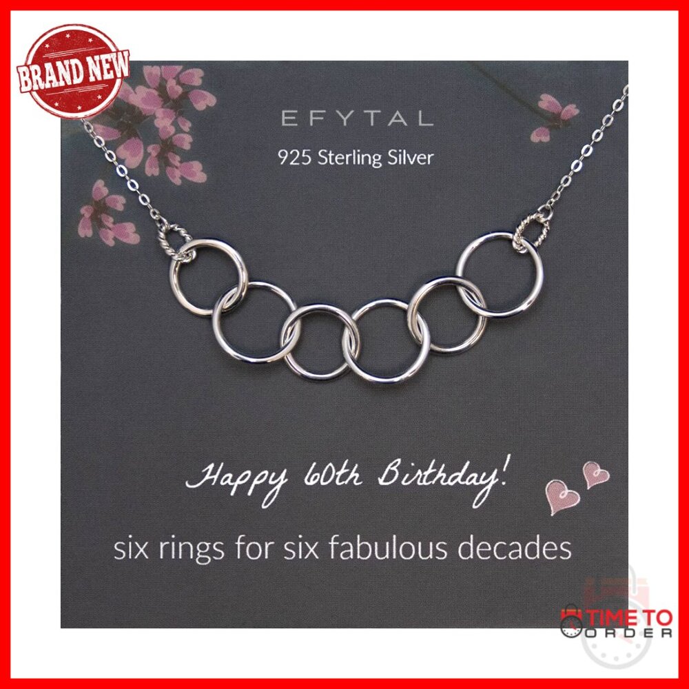 925 Sterling Silver Six Circle Pendant Necklace, 20.5" Chain, 60th Birthday Gift